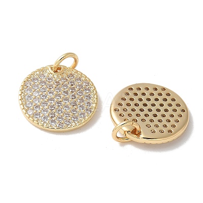 Brass Micro Pave Clear Cubic Zirconia Pendants KK-Q031-17G-1