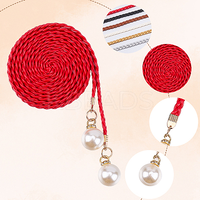 Imitation Leather Braided Chain Belts with Imitation Pearl AJEW-CP0008-67A-1