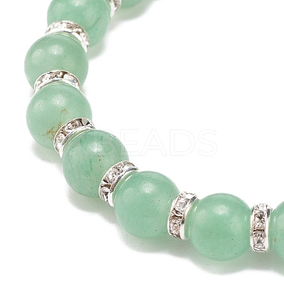 Natural Green Aventurine Beaded Stretch Bracelet BJEW-JB08483-02-1