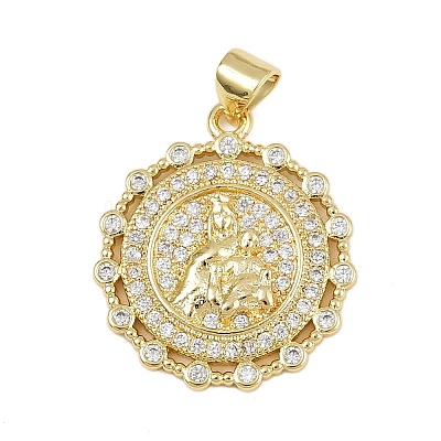 Brass Micro Pave Cubic Zirconia Pendants KK-P323-11H-G01-1