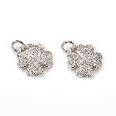 Brass Micro Pave Cubic Zirconia Charms KK-E068-VB112-1