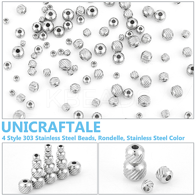 120Pcs 4 Style 303 Stainless Steel Beads STAS-UN0055-37-1