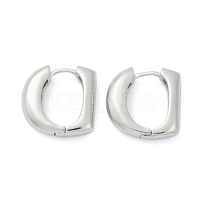 Brass D-Shaped Hoop Earrings EJEW-Q016-17P-1