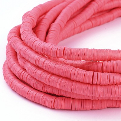 Flat Round Handmade Polymer Clay Beads CLAY-R067-12mm-25-1
