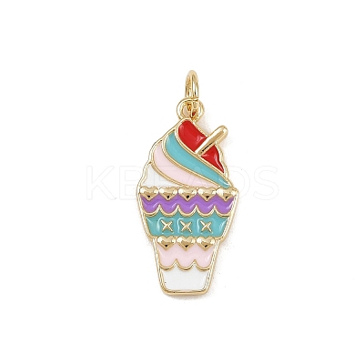 Brass Enamel Ice Cream Pendants KK-P323-01B-G-1