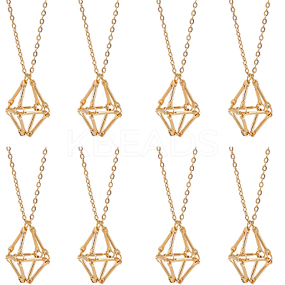 8Pcs Brass Macrame Pouch Empty Stone Holder for Pendant Necklaces Making NJEW-SC0001-33-1