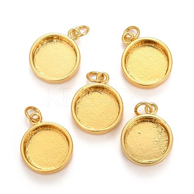 Brass Pendant Cabochon Settings X-KK-P146-06G-1