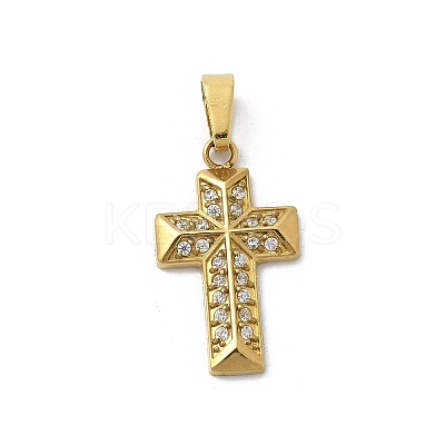 Ion Plating(IP) 304 Stainless Steel Micro Pave Cubic Zirconia Pendants STAS-Z107-08G-15-1