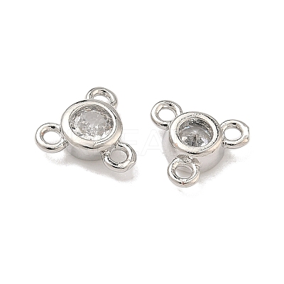 Brass Micro Pave Cubic Zirconia Flat Round Chandelier Component Links KK-B170-05P-03-1