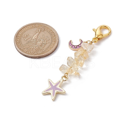 Starfish & Moon Alloy Enamel Pendants Decoraiton HJEW-JM01635-1