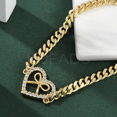 Brass Micro Pave Clear Cubic Zirconia Link Bracelets BJEW-M050-05G-01-1