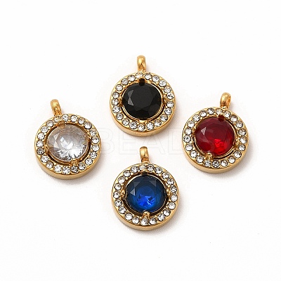 PVD Vacuum Plating 304 Stainless Steel Cubic Zirconia Pendants STAS-A076-05G-1
