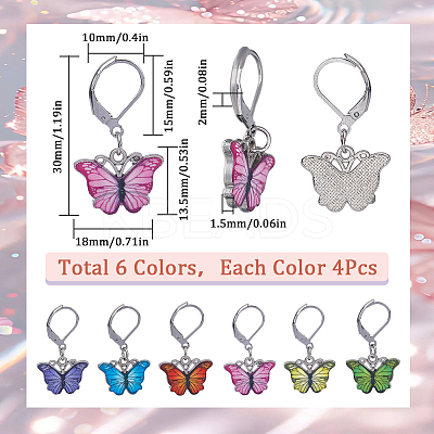 24Pcs 6 Colors Alloy Enamel Pendant Decorations HJEW-SC00046-1