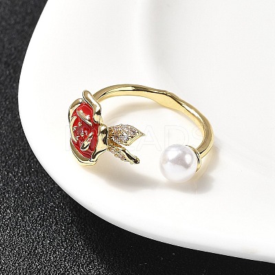 Brass Micro Pave Cubic Zirconia Cuff Rings RJEW-P166-03G-02-1