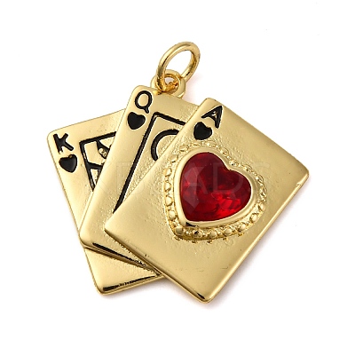 Brass Micro Pave Cubic Zirconia Pendants X-KK-P308-80G-1