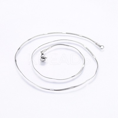 Non-Tarnish 304 Stainless Steel Flat Snake Chain Necklaces NJEW-O102-27P-1
