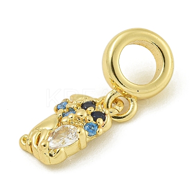 Rack Plating Brass Pave Colorful Cubic Zirconia Monkey European Dangle Charms KK-Z067-52G-1