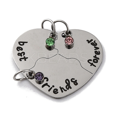 Best Friends Forever 201 Stainless Steel Rhinestone Connector Charms STAS-Q342-08A-P-1