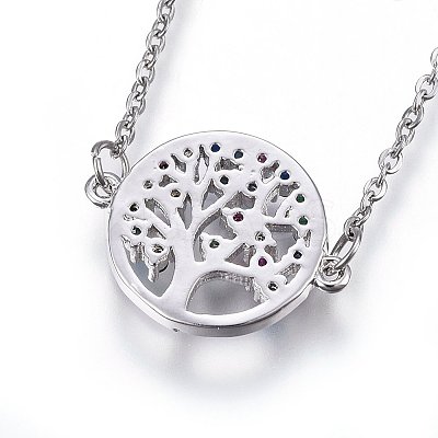 Brass Micro Pave Cubic Zirconia Pendant Necklaces NJEW-L146-04P-1