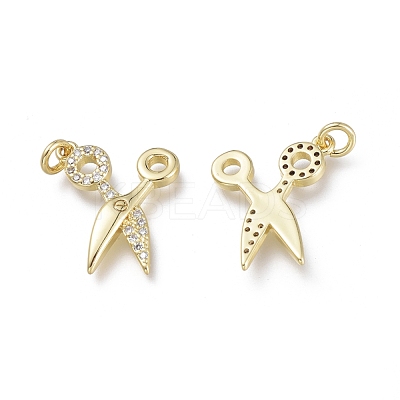 Brass Micro Pave Clear Cubic Zirconia Pendants ZIRC-Q024-08G-1