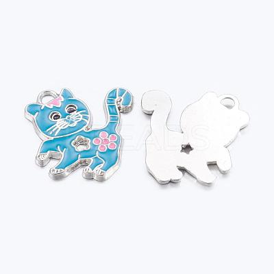 Alloy Enamel Kitten Pendants X-ENAM-P033-M-1
