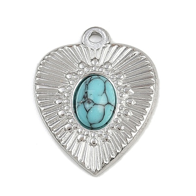 304 Stainless Steel Synthetic Turquoise Pendants STAS-K311-02P-1