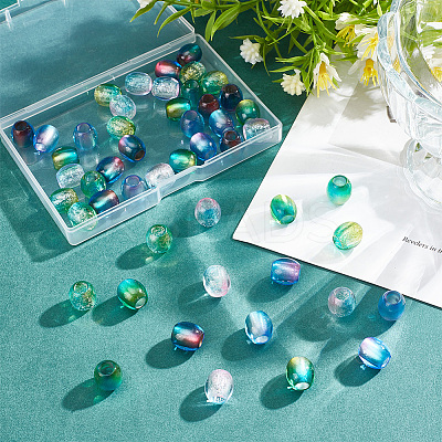 50Pcs 5 Colors Painted Acrylic Beads OACR-NB0001-47-1