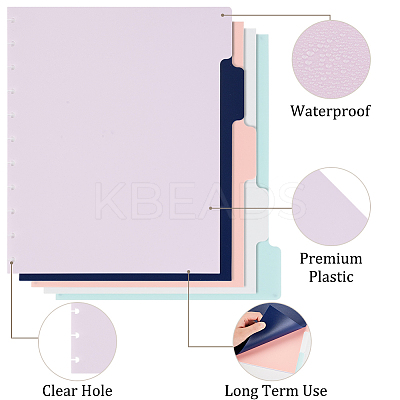 3Sets/15 sheets Plastic Discbound Notebook Index Divider Sheets DIY-OC0010-55-1