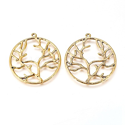 Alloy Metal Tree of Life Pendants PALLOY-20320-AG-RS-1