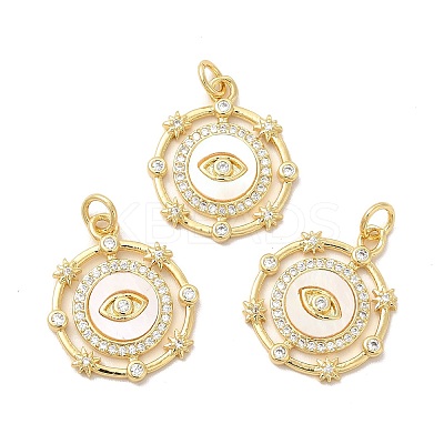 Rack Plating Brass Micro Pave  Cubic Zirconia Pendants KK-B068-40G-1