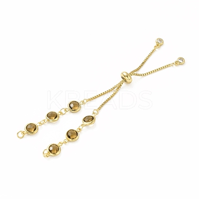 Real 18K Gold Plated Half Finished Brass Rhinestone Box Chains Bracelet MAK-M026-01G-1