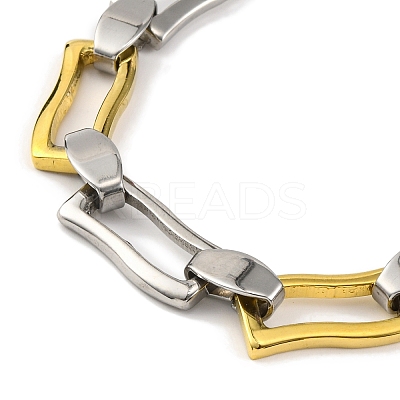 201 Stainless Steel Wavy Rectangle Links Chain Necklace NJEW-F22-39A-GP-1