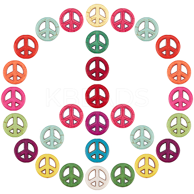 100Pcs Peace Sign Synthetic Turquoise Beads DIY-SC0015-52-1