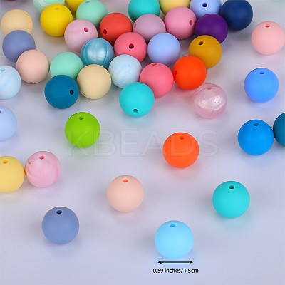 Round Silicone Focal Beads SI-JX0046A-91-1