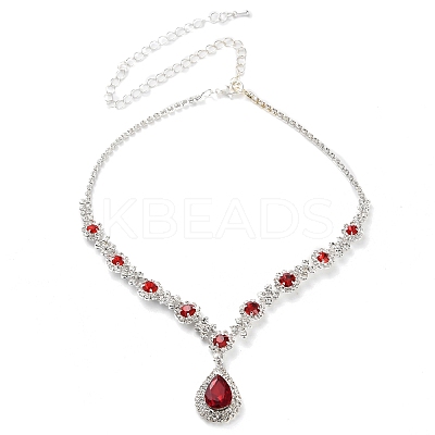 Teardrop Alloy Rhinestone Necklaces & Stud Earring Sets for Women SJEW-U001-01P-03-1