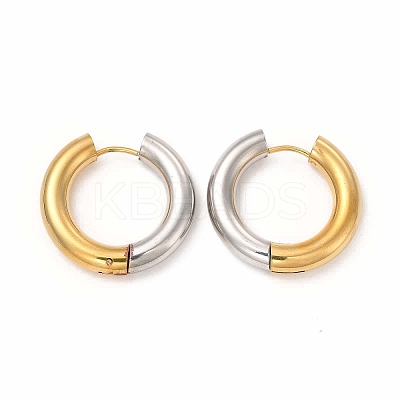Two Tone 304 Stainless Steel Huggie Hoop Earrings for Women EJEW-C011-07F-1