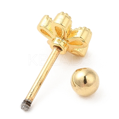 Brass Micro Pave Clear Cubic Zirconia Stud Earrings LS-EJEW-L265-02G-1