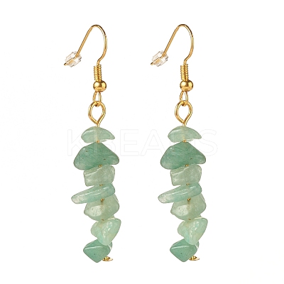 Natural Green Aventurine Chip Beaded Dangle Earrings EJEW-JE04788-01-1