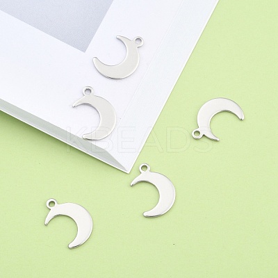 Non-Tarnish Crescent Moon Stainless Steel Charms Pendants X-STAS-Q168-06-1