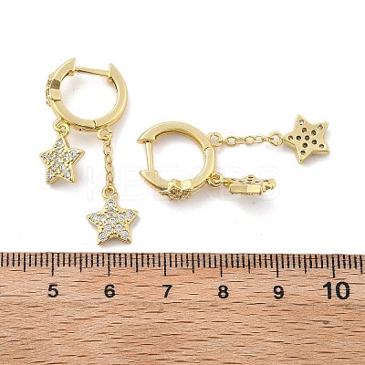 Brass Micro Pave Clear Cubic Zirconia Huggie Hoop Earrings EJEW-K083-43G-1