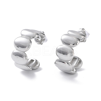 Non-Tarnish 304 Stainless Steel Oval Stud Earrings EJEW-H115-25P-1