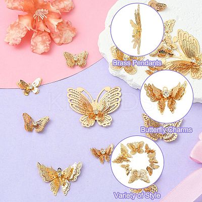16Pcs 8 Styles Brass Pendants KK-CJ0002-58-1