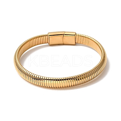 Ion Plating(IP) 304 Stainless Steel Stretch Flat Snake Chain Bracelet with Magnetic Clasp for Men Women BJEW-E009-12G-02-1