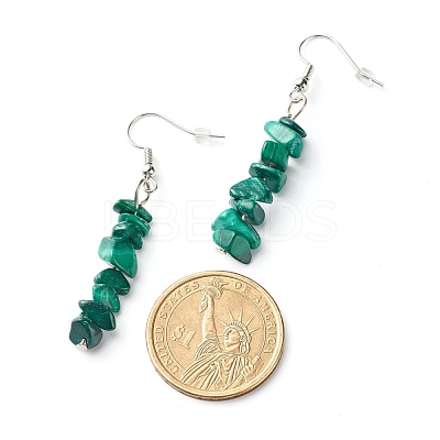 Natural Malachite Chip Beads Dangle Earrings EJEW-JE04649-11-1