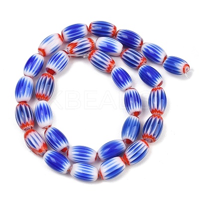 Handmade Millefiori Glass Oval Beads Strands LK-Z001-02B-04-1