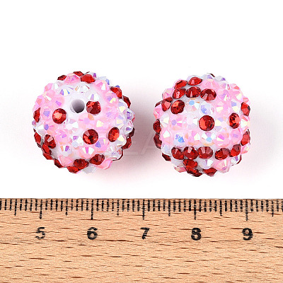 Valentine's Day Theme Round Resin Rhinestone Beads OACR-T028-66B-1
