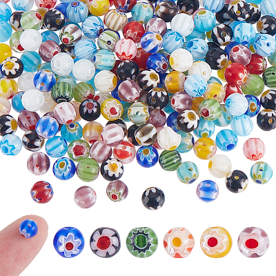 4 Strands Handmade Millefiori Glass Beads Strands LK-HY0001-03-1