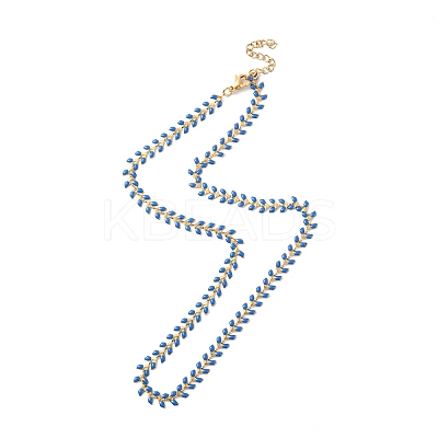 Enamel Ear of Wheat Link Chain Necklace NJEW-P220-02G-06-1