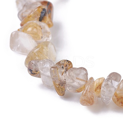Natural Gold Rutilated Quartz Beads Stretch Bracelets BJEW-JB04152-03-1