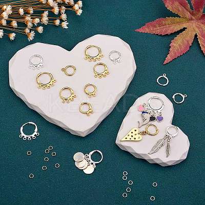 12Pcs 6 Style Brass Leverback & 4Pcs 2 Color Hoop Earring Findings FIND-SZ0002-66-1